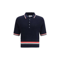 Thom Browne Blue Cotton Polo Shirt