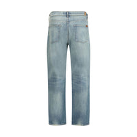 7FOR Blue Cotton Relaxed Fit Jeans