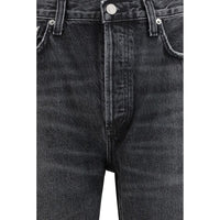 Agolde Black Cotton Straight-Leg Jeans