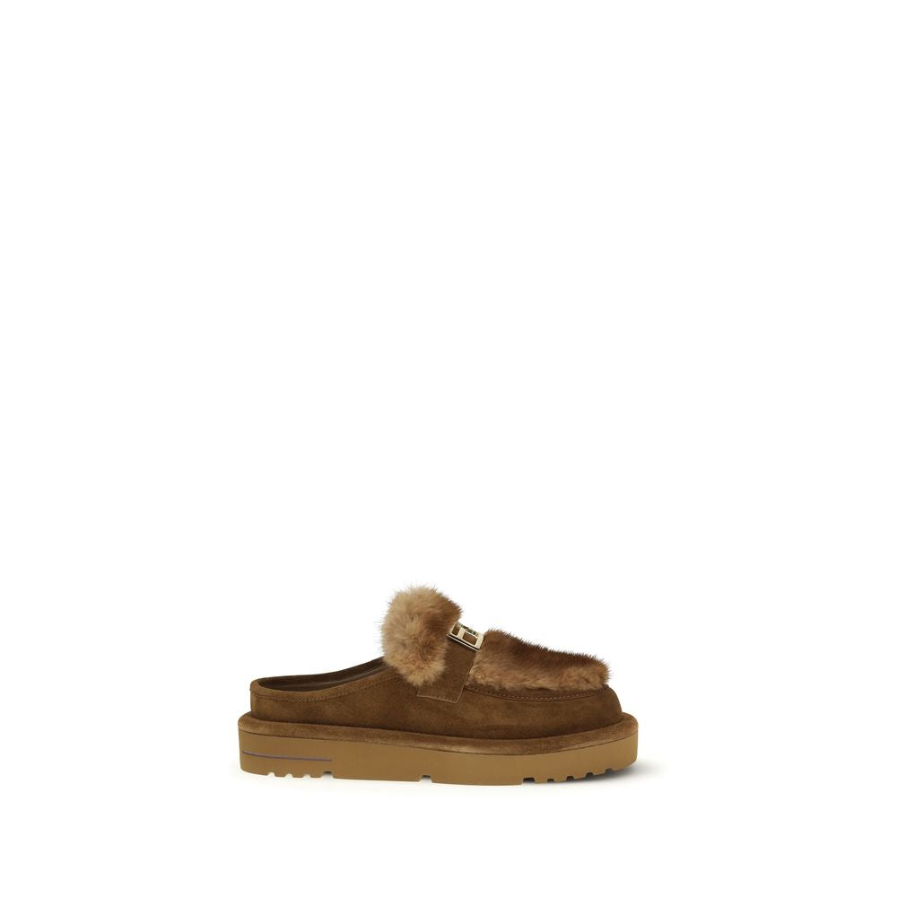 Fendi Brown Lamb Ovis Aries Aries Mules