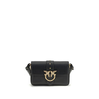 PINKO Black Calf Leather Bos Taurus Shoulder Bag
