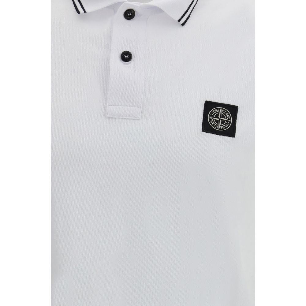 Stone Island White Cotton Polo Shirt