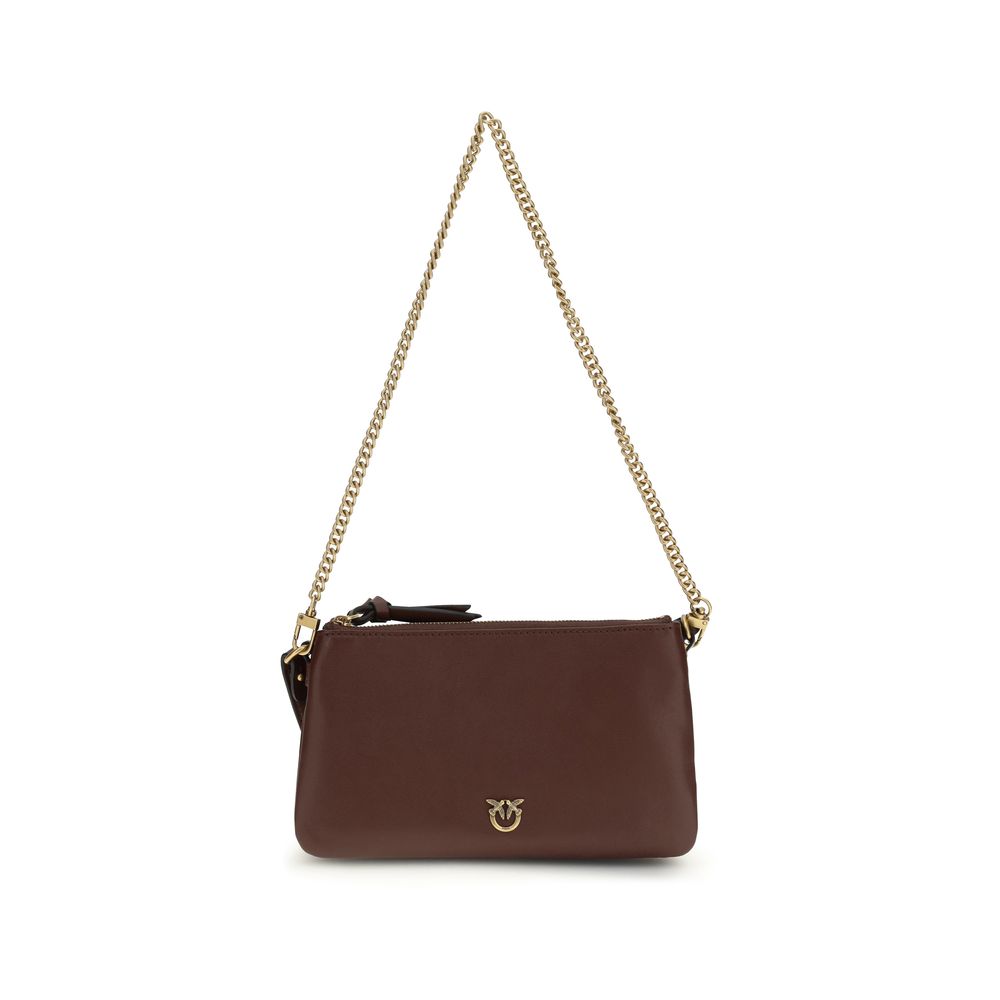 PINKO Brown Calf Leather Bos Taurus Shoulder Bag