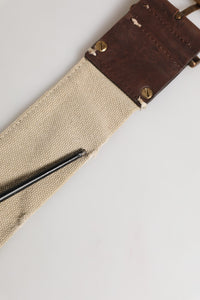 Ermanno Scervino Beige Brown Leather Canvas Metal Buckle Belt