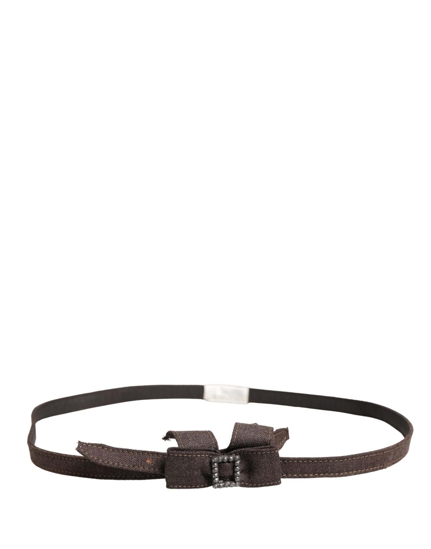 Ermanno Scervino Dark Brown Wool Bow Embellished Buckle Belt