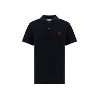 Ami Paris Black Cotton Polo Shirt