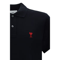 Ami Paris Black Cotton Polo Shirt