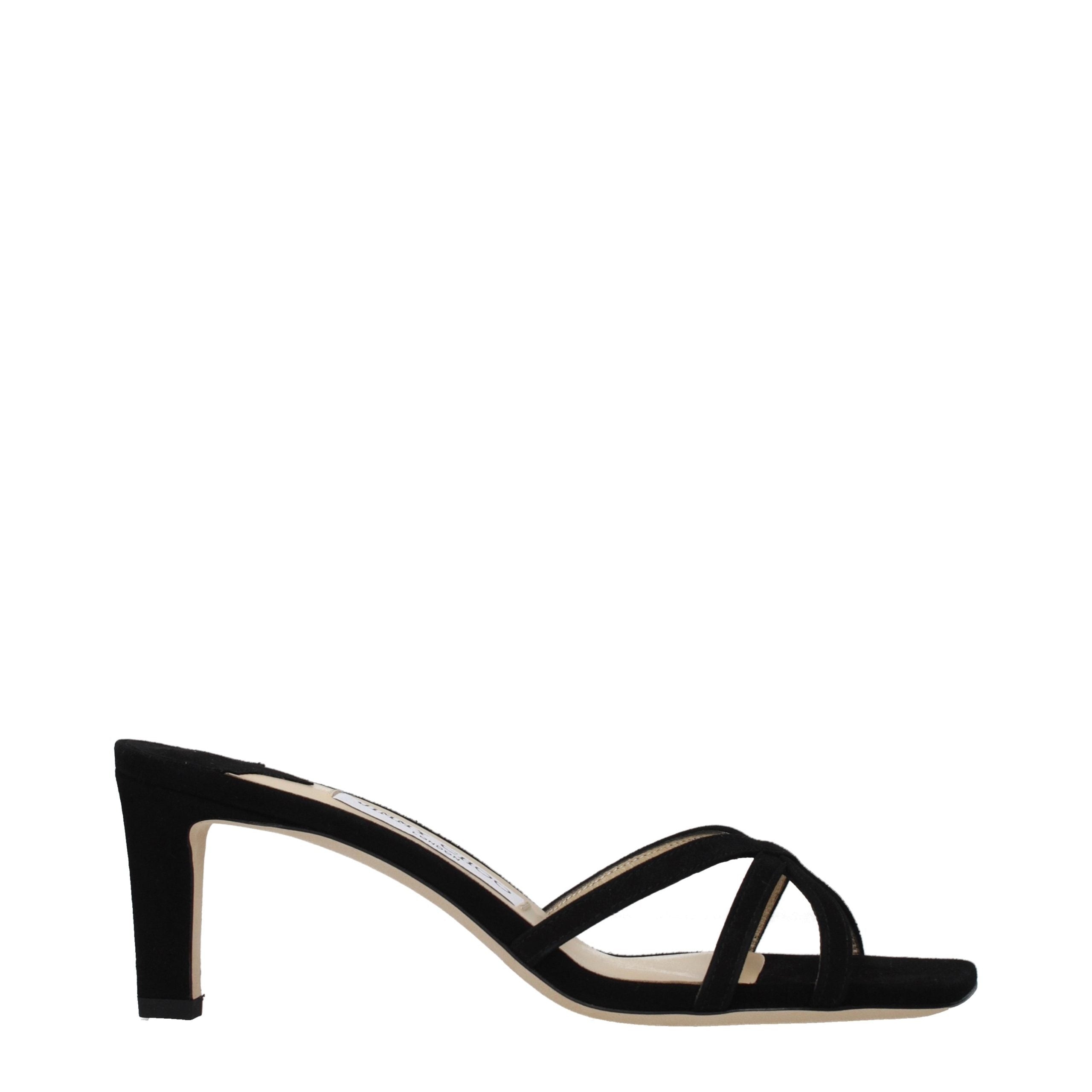 Jimmy Choo Black Leather Stiletto Heel Sandals