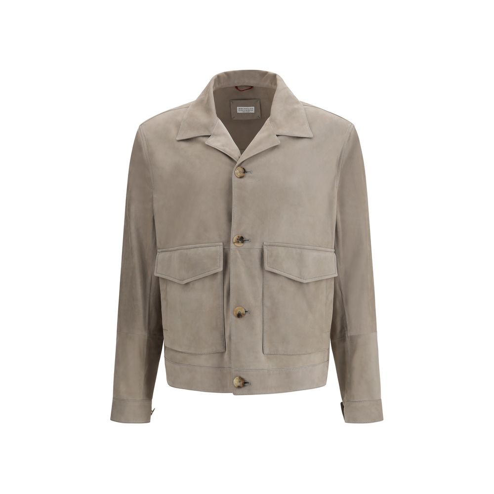 Brunello Cucinelli Bicolor Calf Leather Bos Taurus Coat