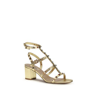 Valentino Garavani Gold Calf Leather Bos Taurus Strap-On Sandals