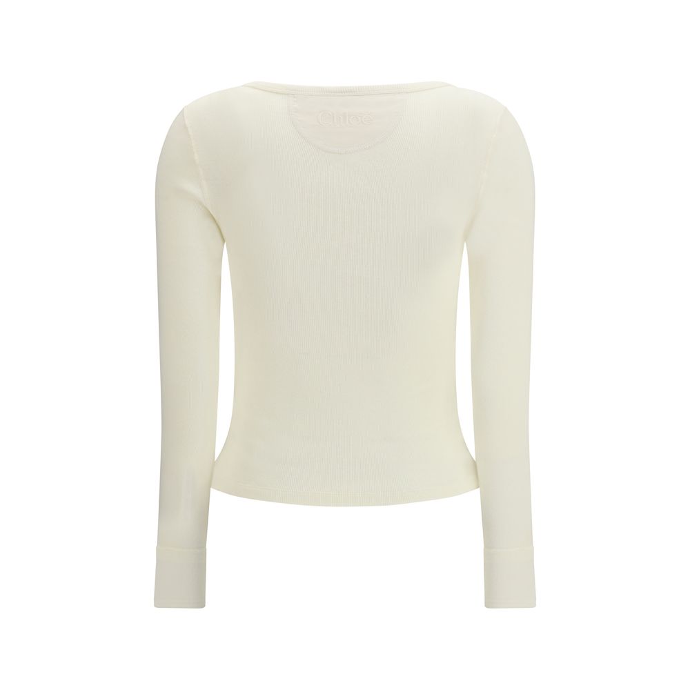 Chloé White Cotton Long Sleeve T-Shirt