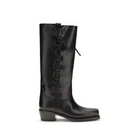 Paris Texas Black Calf Leather Bos Taurus Lace-Up Boots