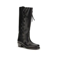 Paris Texas Black Calf Leather Bos Taurus Lace-Up Boots