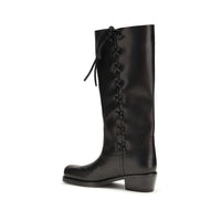 Paris Texas Black Calf Leather Bos Taurus Lace-Up Boots