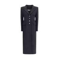 Alessandra Rich Black Fleece Wool Coat