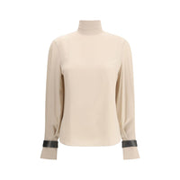Brunello Cucinelli Beige Silk Blouse