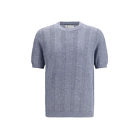 Brunello Cucinelli Blue Linen T-Shirt