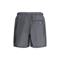 Prada Gray Recycled Polyamide Short And Mini Shorts