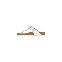 Birkenstock White Leather Flat Sandals