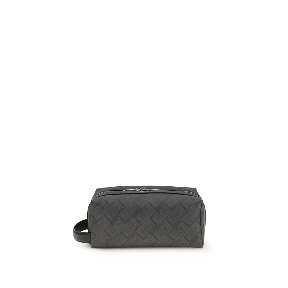 Ferragamo Black Calf Leather Bos Taurus Handbag