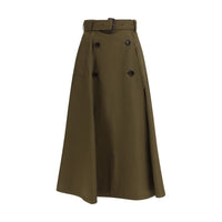 Burberry Bicolor Cotton Midi Skirt