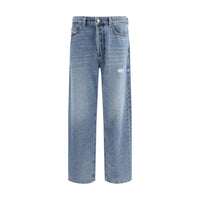 Diesel Blue Cotton Relaxed Fit Jeans