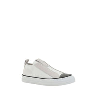 Brunello Cucinelli White Nylon Low Top Sneakers