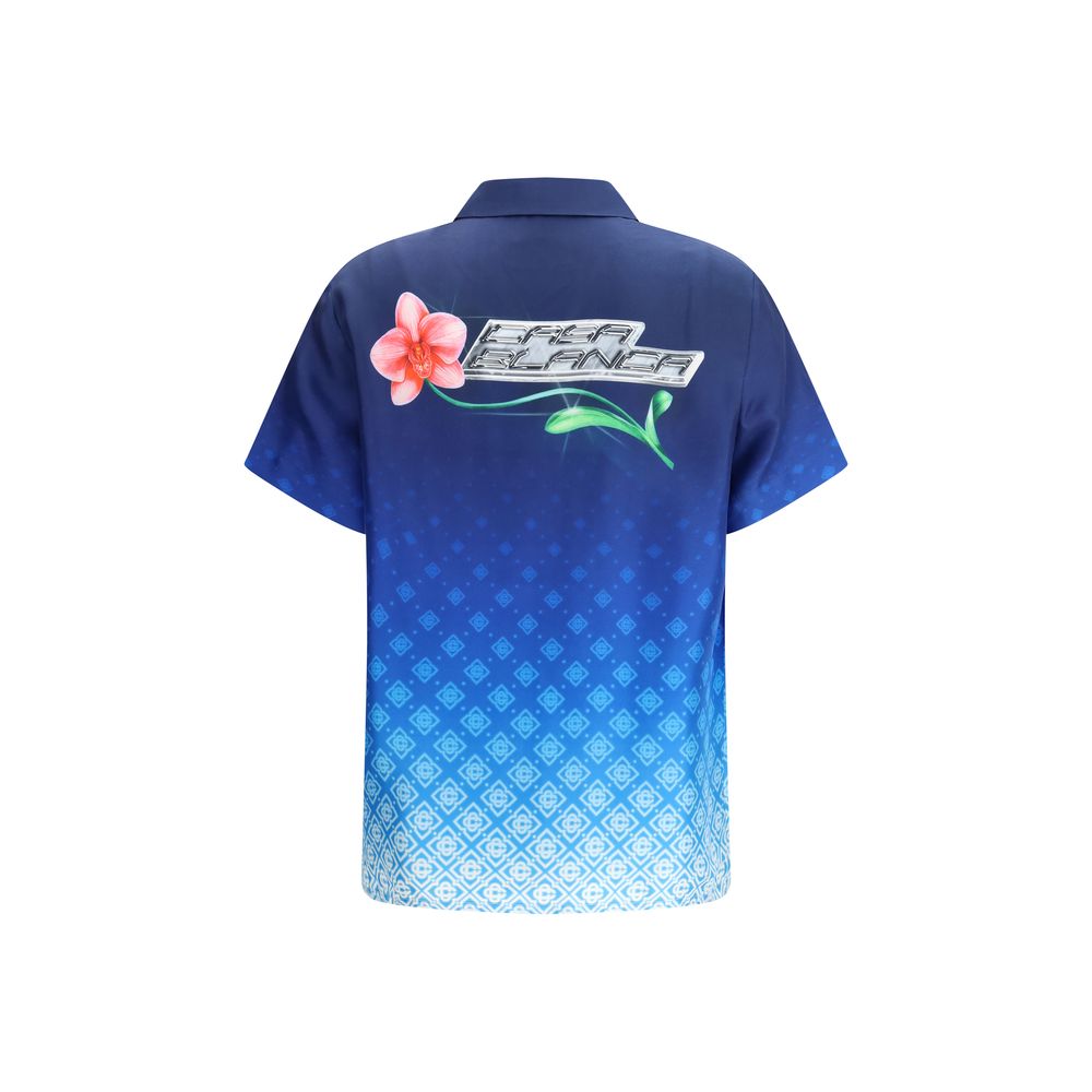 Casablanca Blue Silk Polo Shirt