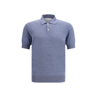 Brunello Cucinelli Blue Linen Polo Shirt