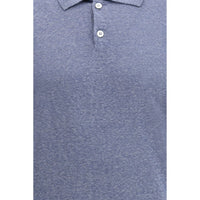 Brunello Cucinelli Blue Linen Polo Shirt