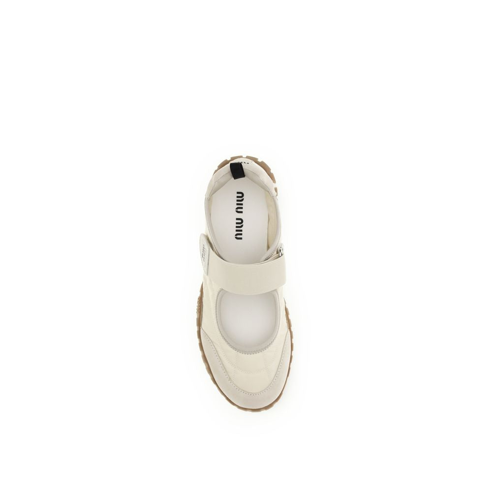 Miu Miu Beige Recycled Polyamide Ballet Flats