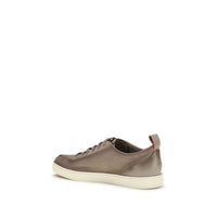 Santoni Beige Calf Leather Bos Taurus Low Top Sneakers