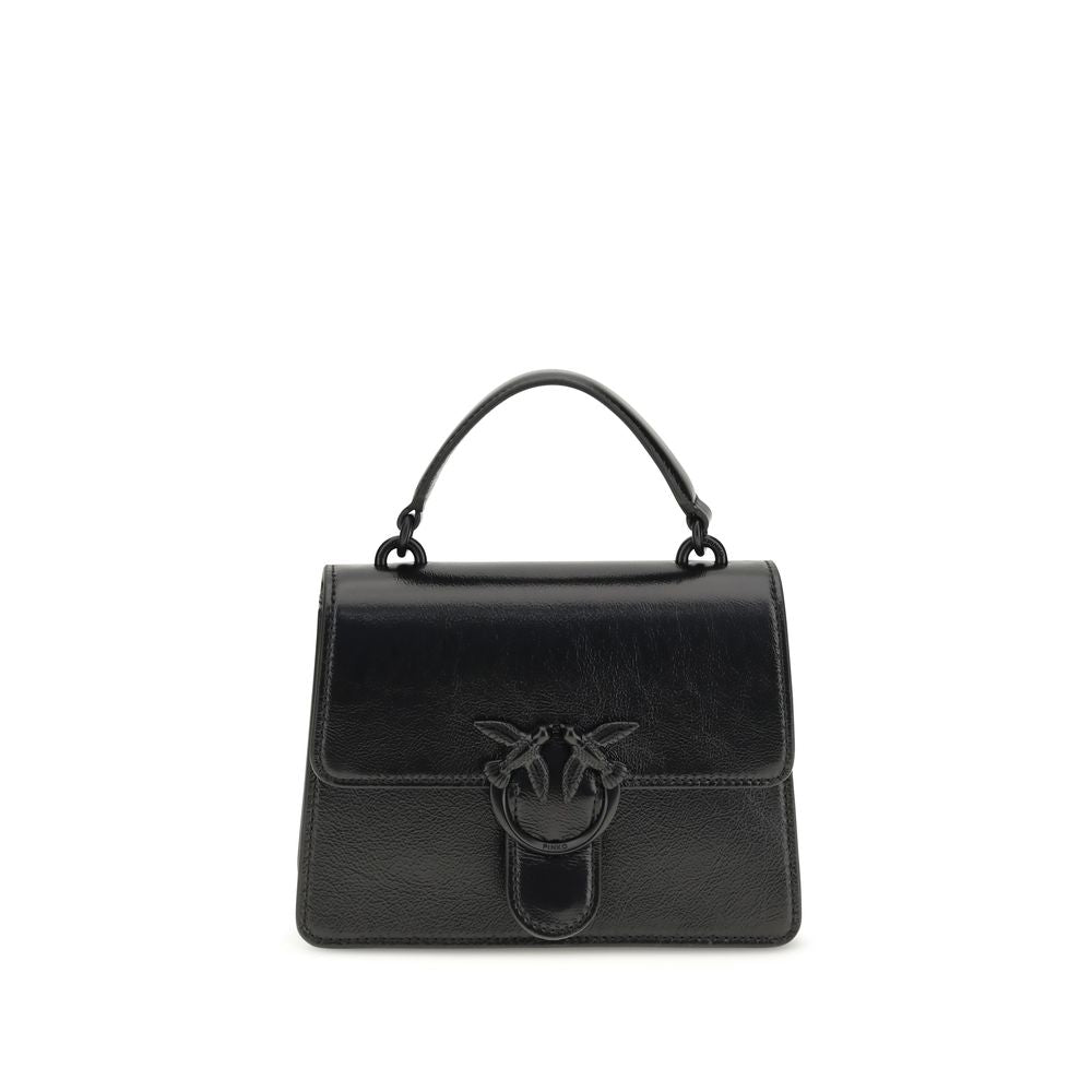 PINKO Black Calf Leather Bos Taurus Shoulder Bag