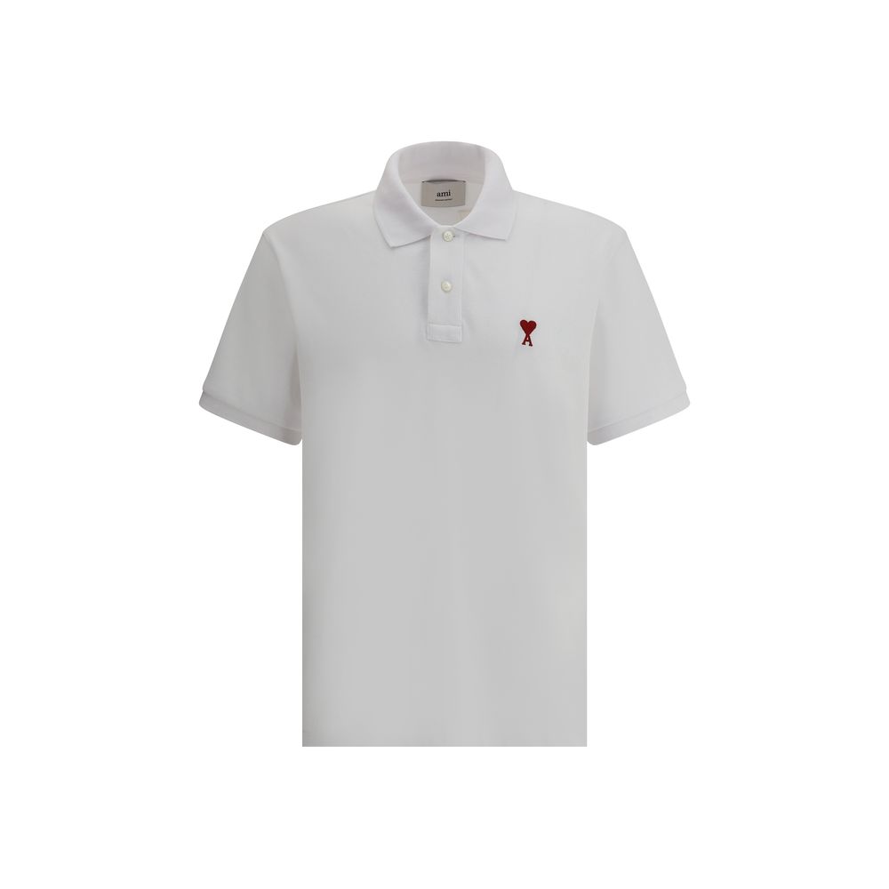 Ami Paris White Cotton Polo Shirt
