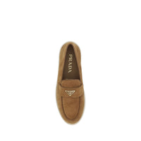 Prada Brown Calf Leather Bos Taurus Slip-On Loafers