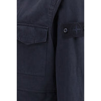 Stone Island Blue Cotton Jackets And Coat