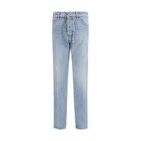 Dsquared² Blue Cotton Straight-Leg Jeans