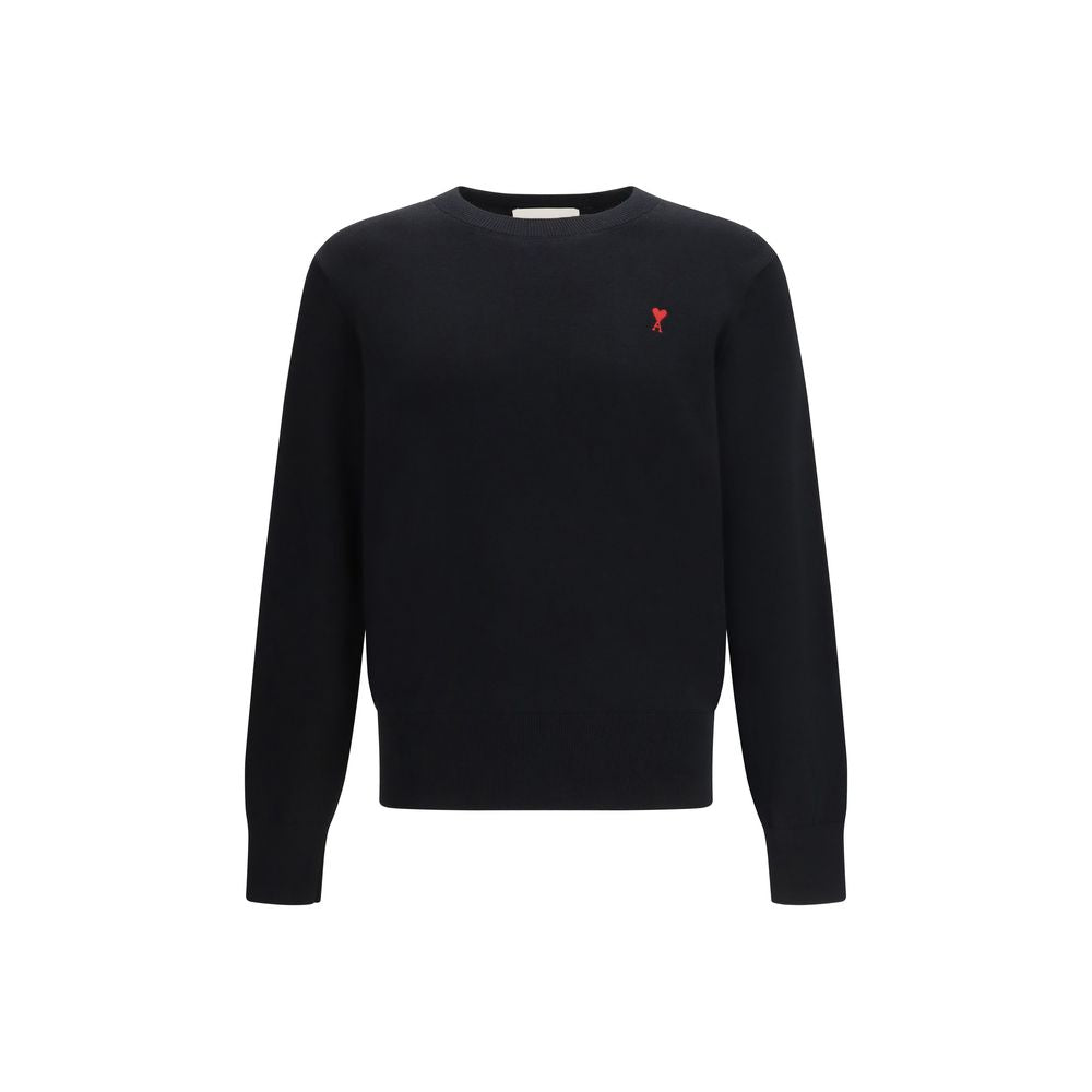 Ami Paris Black Merino Wool Sweatshirt