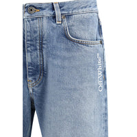 Off-White Blue Cotton Relaxed Fit Jeans
