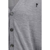 Ami Paris Gray Merino Wool Cardigan