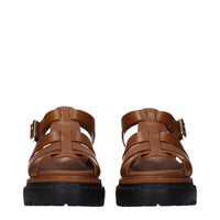 Prada Brown Leather Platform Sandals