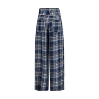 MARBELL Blue Linen Casual Pants