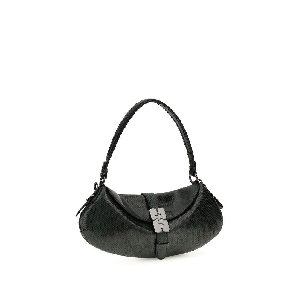 Ganni Blue Recycled Leather Shoulder Bag