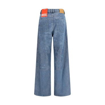 Diesel Blue Cotton Relaxed Fit Jeans