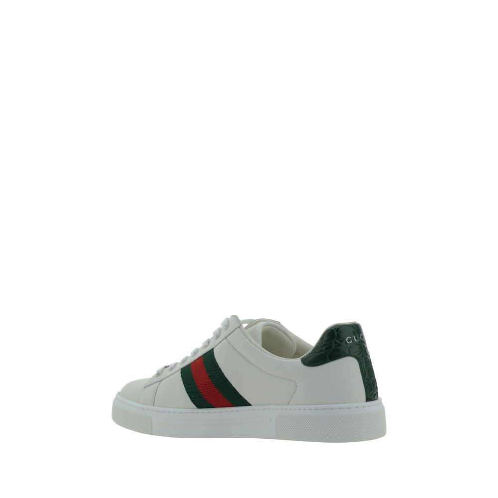 Gucci White Calf Leather Bos Taurus Low Top Sneakers