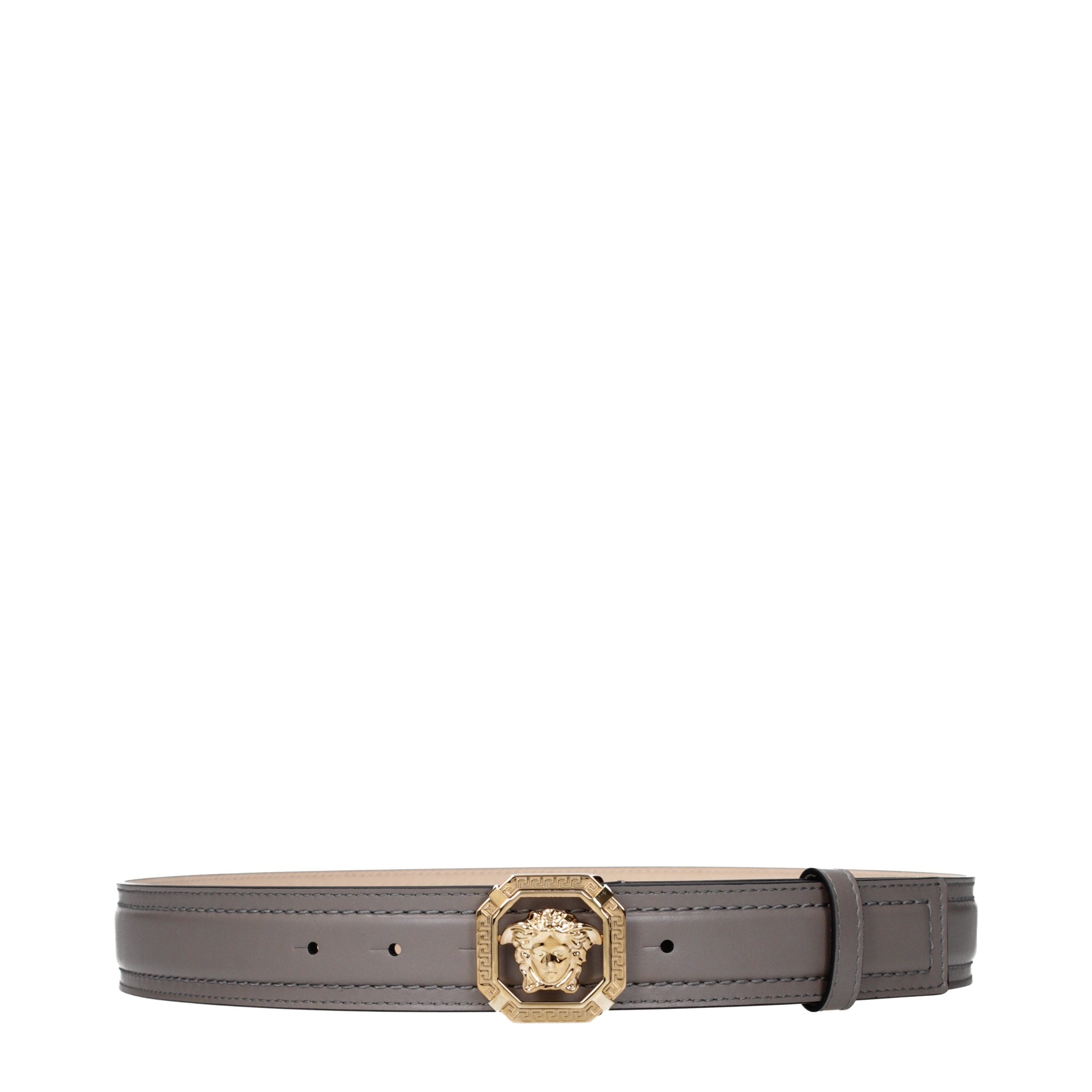 Versace Gray Leather Regular Belt