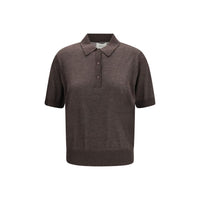 Loulou De Saison Brown Cashmere Polo Shirt