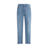 Brunello Cucinelli Blue Cotton Relaxed Fit Jeans