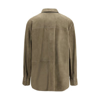 Brunello Cucinelli Bicolor Calf Leather Bos Taurus Dress Shirt
