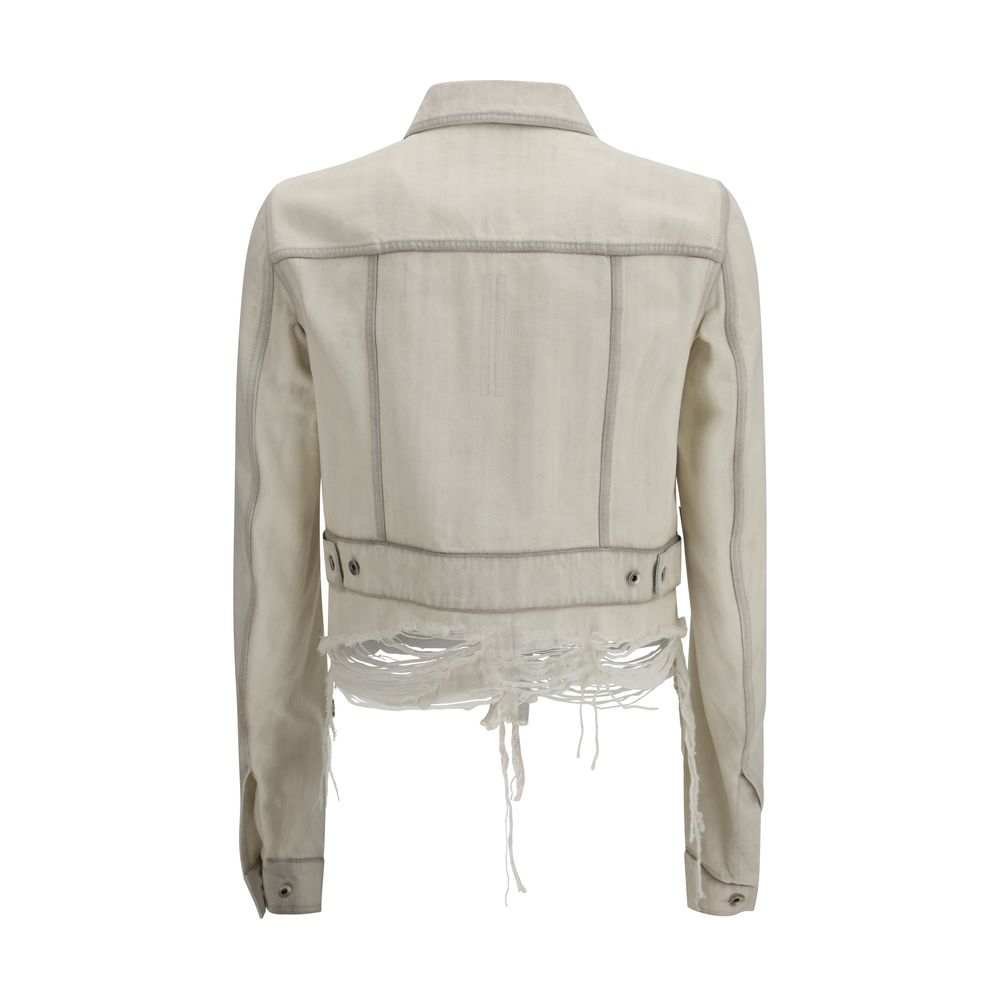Rick Owens White Cotton Denim Jacket